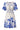Smashed Lemon Witte Jurk met Blauwe Print en Elastische Taille | Off White - Blue