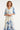 Smashed Lemon Witte Jurk met Blauwe Print en Elastische Taille | Off White - Blue