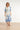 Smashed Lemon Witte Jurk met Blauwe Print en Elastische Taille | Off White - Blue