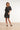 Smashed Lemon Zwarte Jurk met Beige Stippenprint en Strikceintuur | Black - Brown