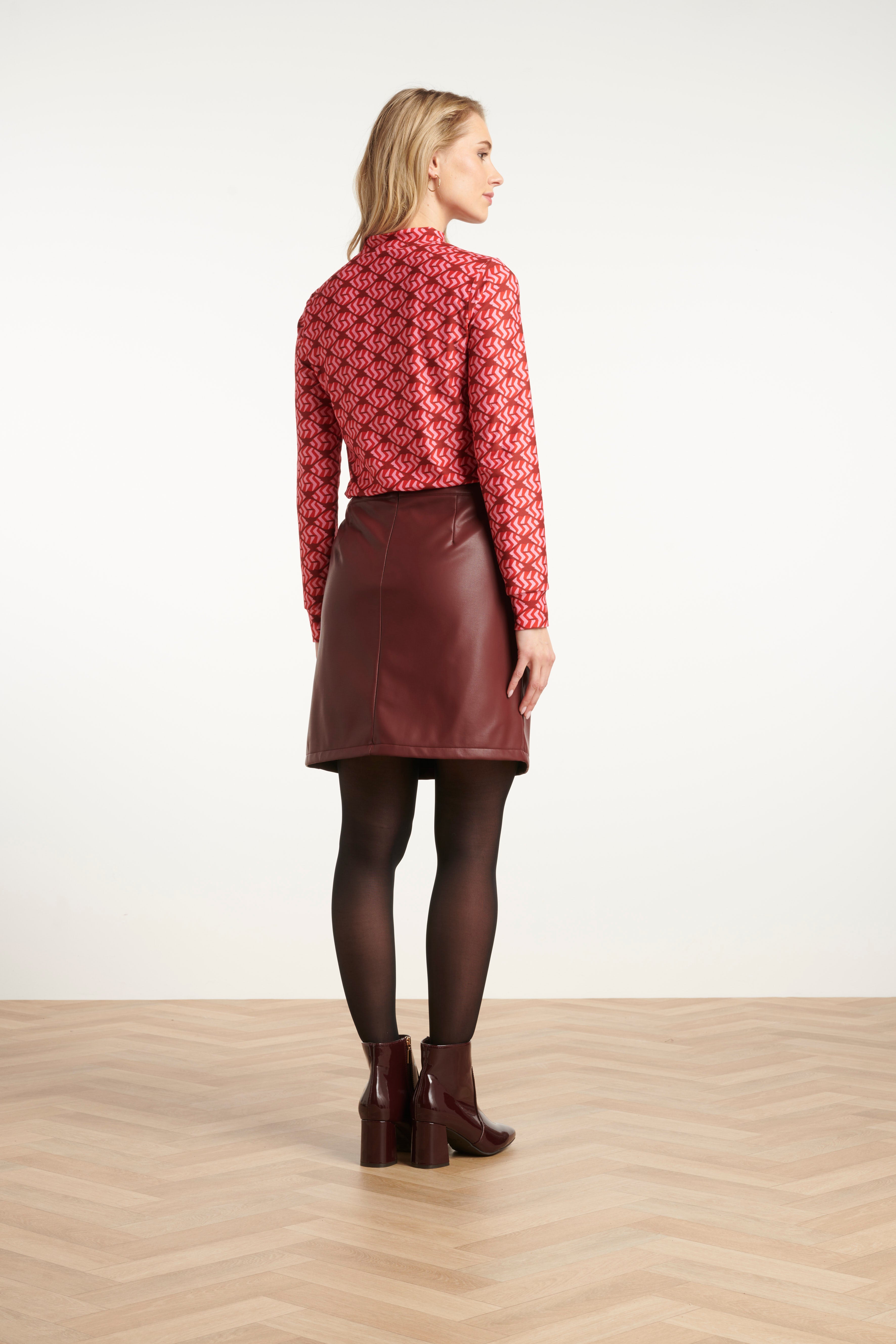 Stretchstof Lippenprint Top In Rood En Roze | Red-Pink