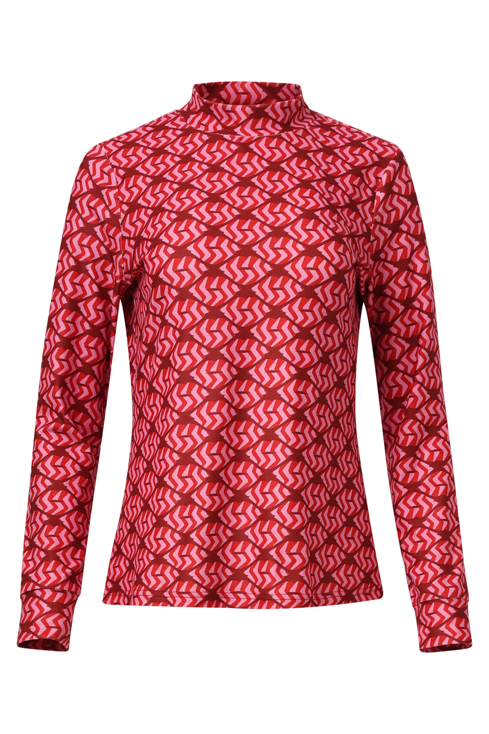 Stretchstof Lippenprint Top In Rood En Roze | Red-Pink