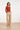 Zandkleurige Flared Broek met Witte Pinstripe | Dark Sand